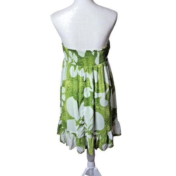 URBAN OUTFITTERS Davina Bandeau Green & White Tie Front Mini Dress Size Large - Picture 3 of 9